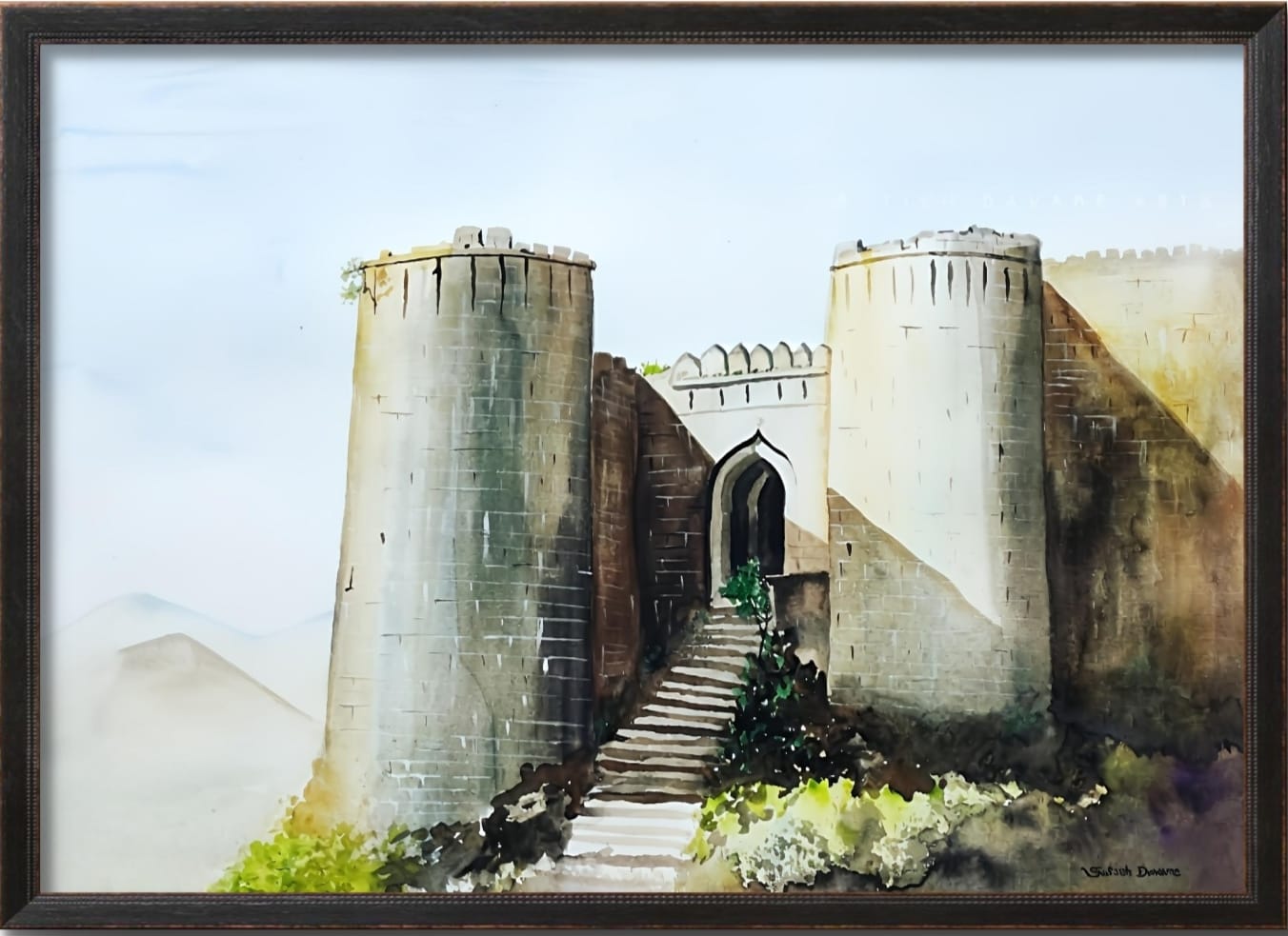 "Historic Fort Entrance Watercolor Art" - Image 2